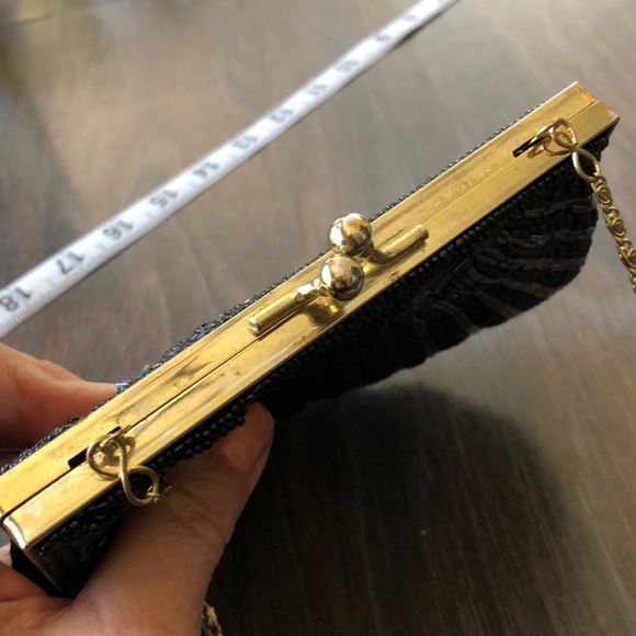 VNT beautiful black bead Scalloped handbag - Picture 8 of 16